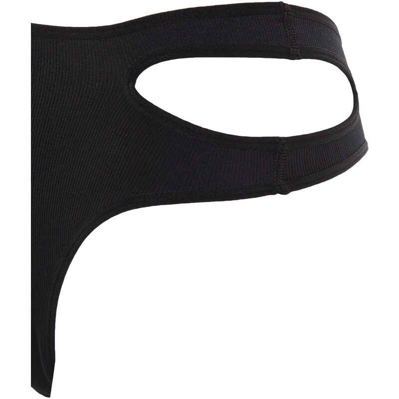 Trendyol Black Seamless/Seamless Window/Cut Out Detail Thong Knitted Panties