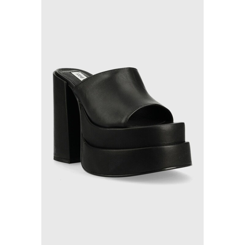 Kožené pantofle Steve Madden Cagey dámské, černá barva, na podpatku, SM11002312