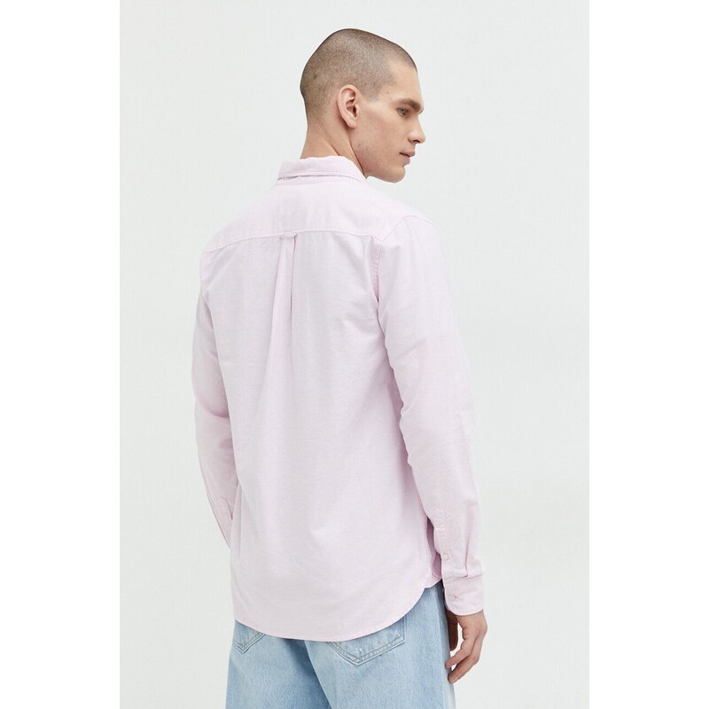Košile Superdry růžová barva, regular, s límečkem button-down