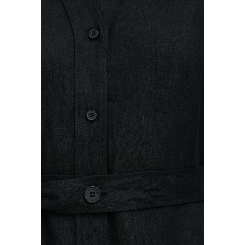 Plátěné šaty Calvin Klein černá barva, mini