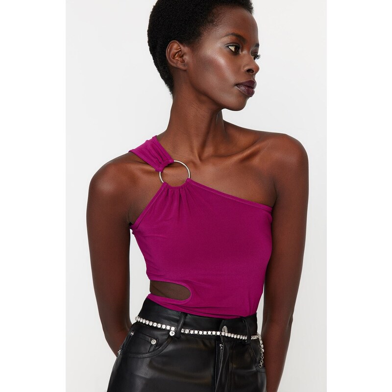 Trendyol Purple Knitted Window/Cut Out Detailed Body With Snap Snap