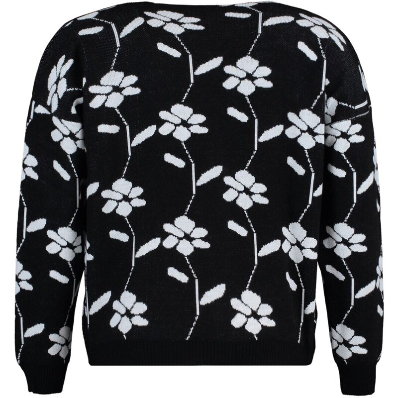 Trendyol Curve Black Floral Patterned Knitwear Cardigan