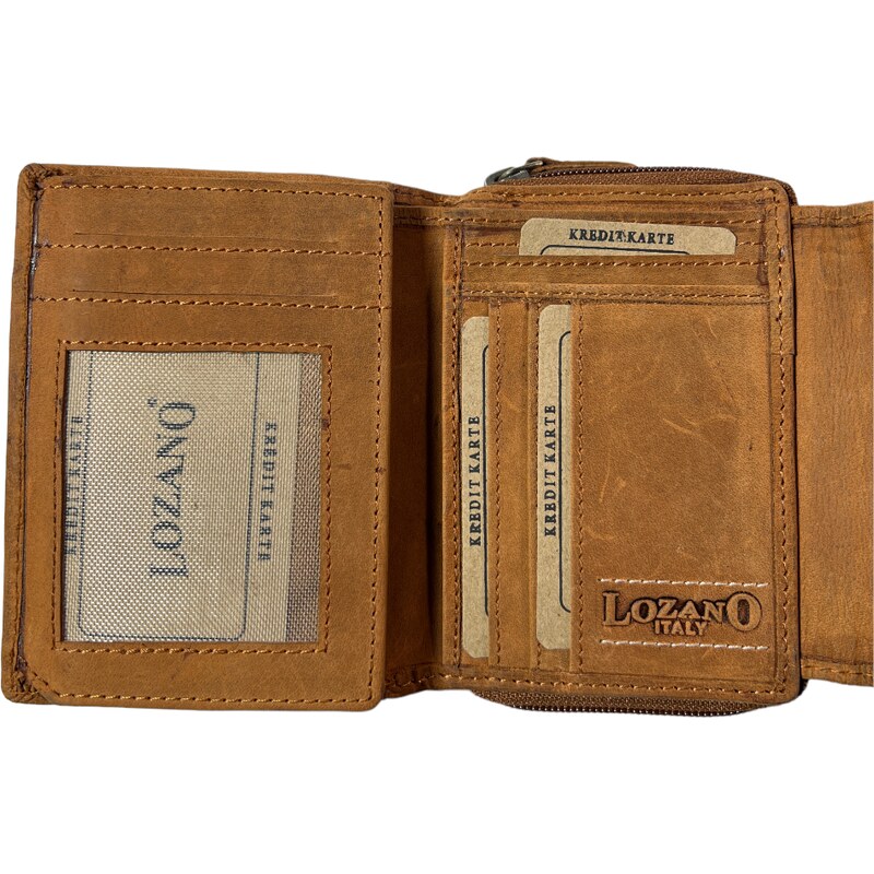 Lozano Dámská kožená peněženka s růží hnědá 4429