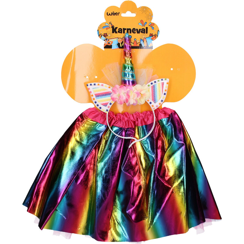 wiky Set karneval - jednorožec barevný s duhovým rohem a sukní