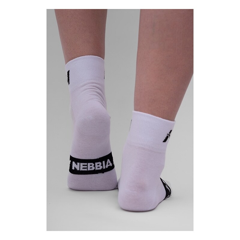 NEBBIA - Sportovní ponožky střední délka UNISEX 128 (white)