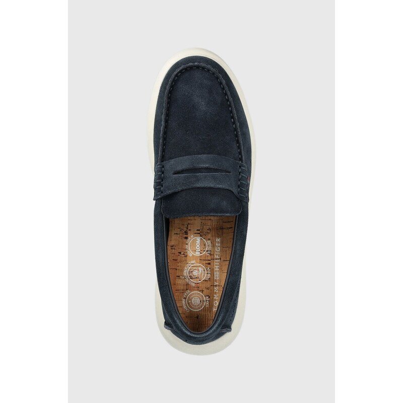 Semišové mokasíny Tommy Hilfiger TOMMY HILFIGER HYBRID LOAFER pánské, tmavomodrá barva, FM0FM04440