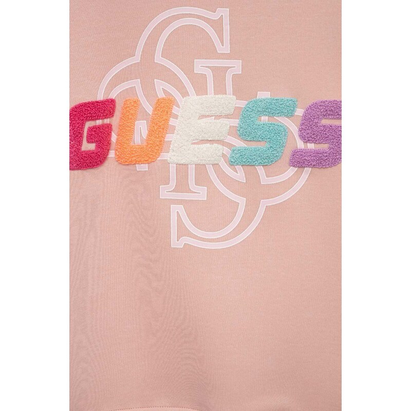 Dětská mikina Guess růžová barva, s aplikací