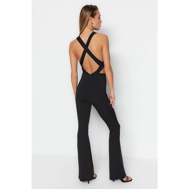 Trendyol Black Knitted Overalls With Window/Cut Out Detailed