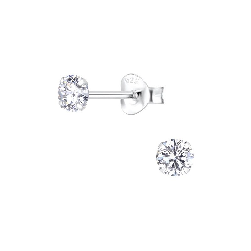 SYLVIENE Stříbrné náušnice s čirým Zirkonem 4 mm 62412581