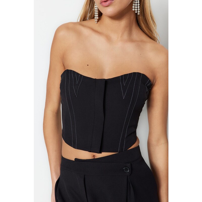 Trendyol Black Crop Lined Woven Bustier