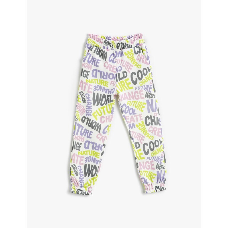 Koton Jogger Sweatpants Printed with Pocket Elastic Waist