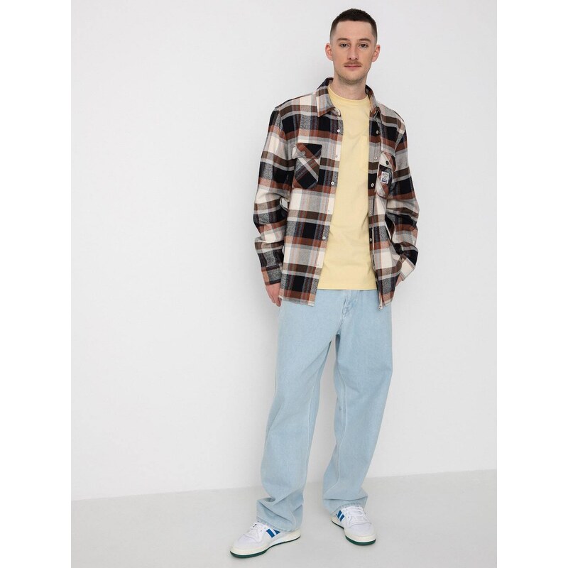 Brixton Coors Pow Bowery Flannel Ls (river blue/off white)hnědá