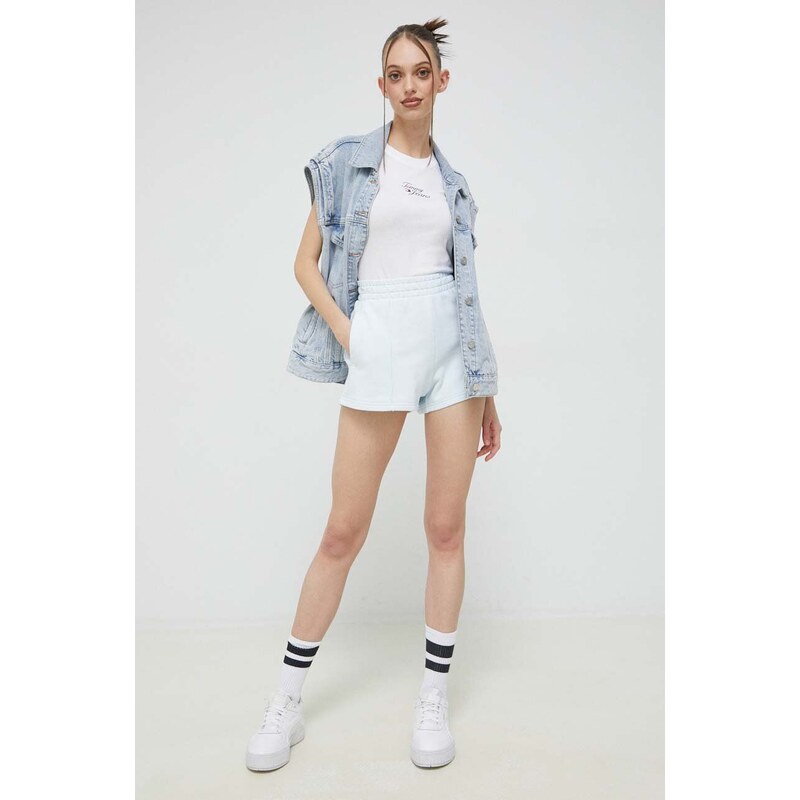 Bavlněné šortky Tommy Jeans hladké, high waist