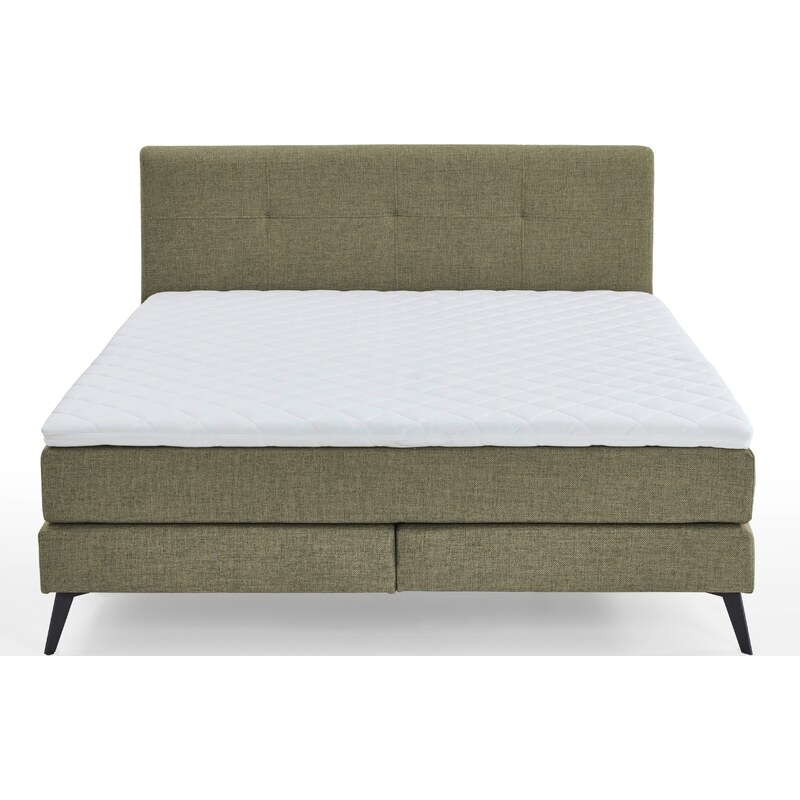 Zelená látková dvoulůžková postel Meise Möbel Ancona 160 x 200 cm, boxspring
