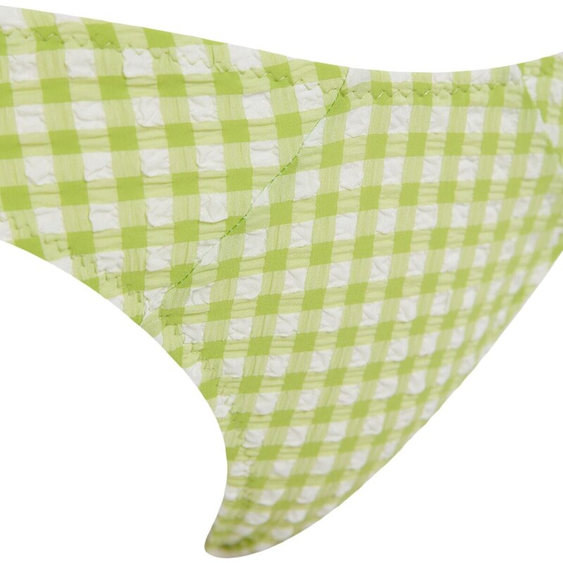 Trendyol Green Gingham texturovaný spodní díl bikin s pravidelnými nohavicemi