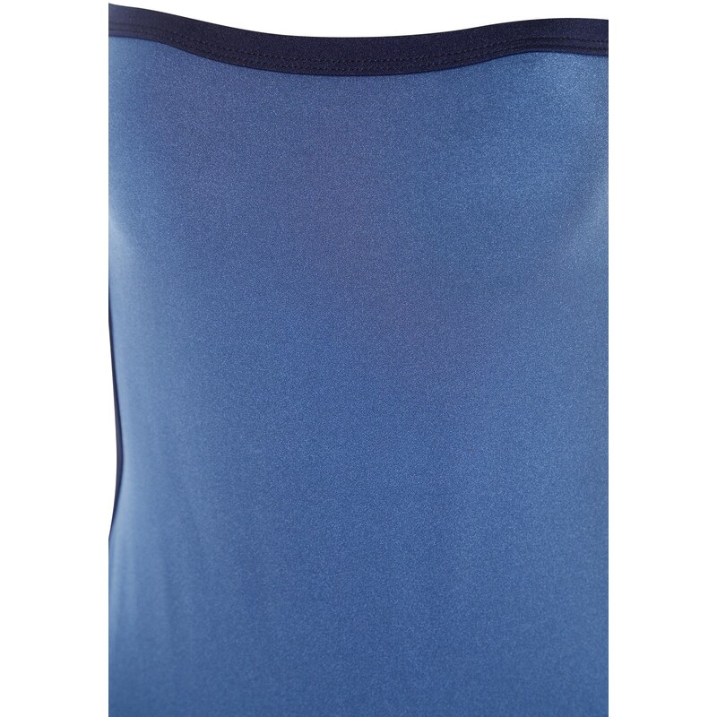 Trendyol Modrý čtvercový límec Barevný blok Plavky s vysokými nohavicemi