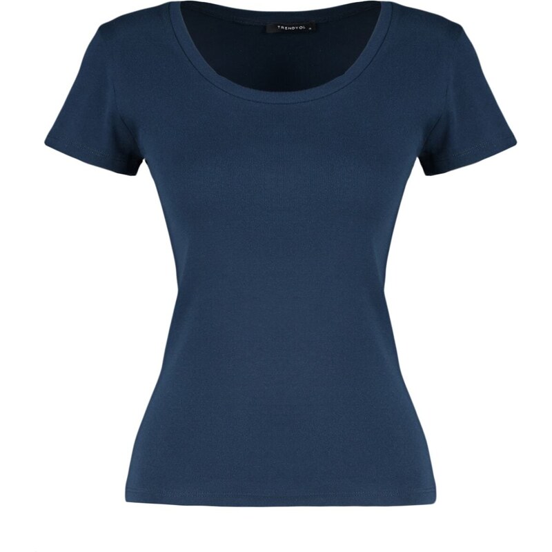 Trendyol Navy Blue 100% Cotton Fitted Basic Crew Neck Knitted T-Shirt