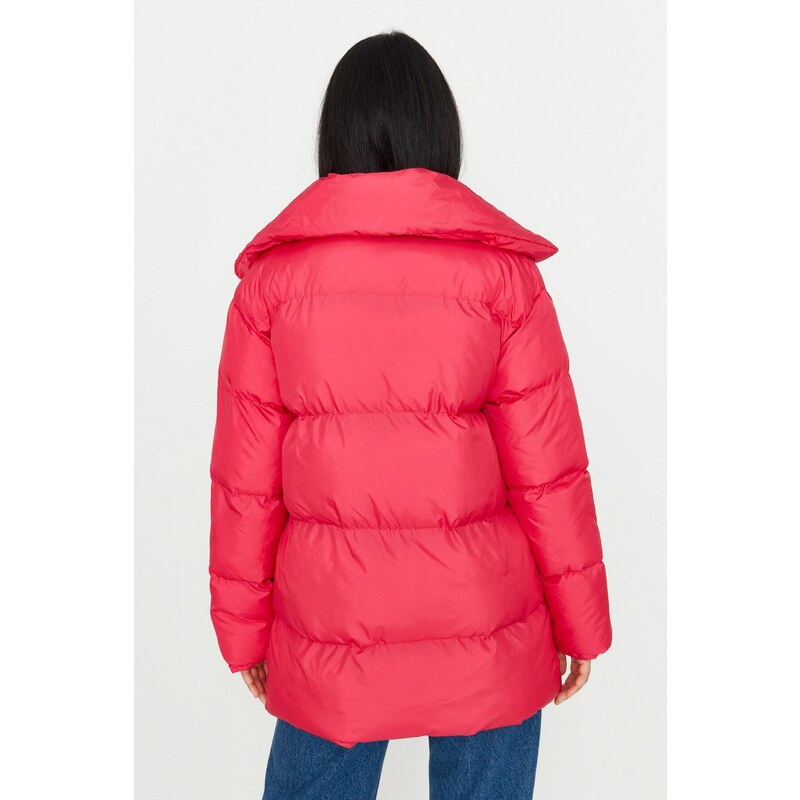 Trendyol Fuchsia Oversize Zipper Detail Puffer Coat