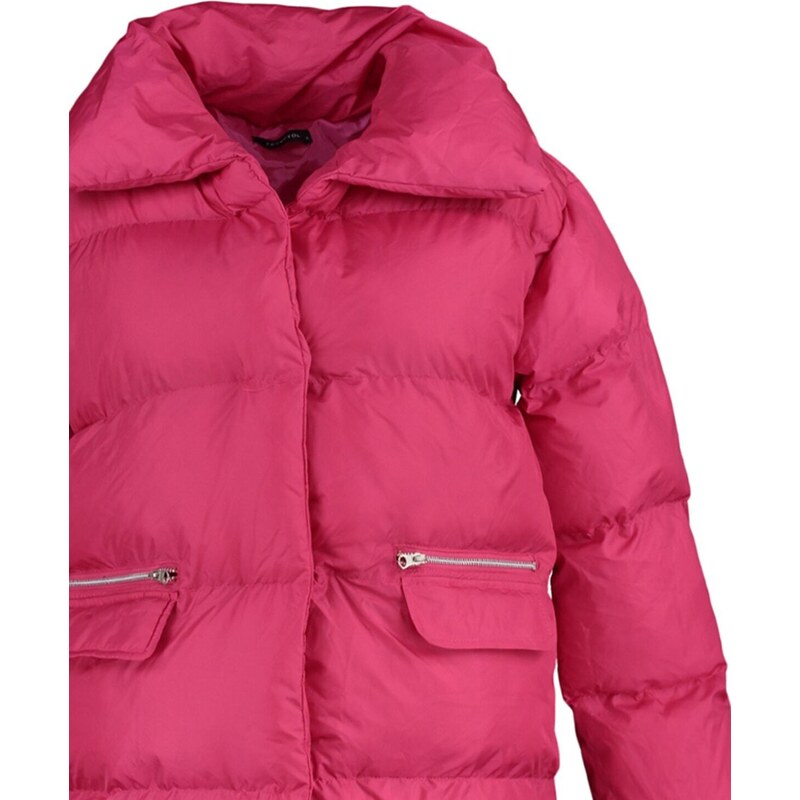 Trendyol Fuchsia Oversize Zipper Detail Puffer Coat