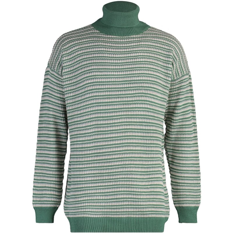 Trendyol Mint Oversize Fit Turtleneck Striped Knitwear Sweater