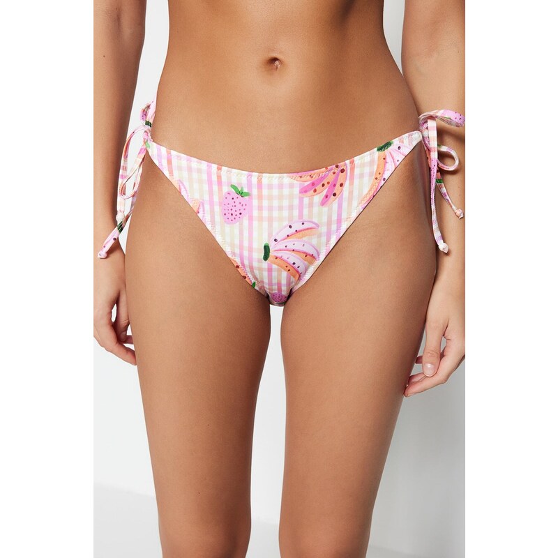 Trendyol Fruit Patterned Tie High Leg Bikini Bottoms