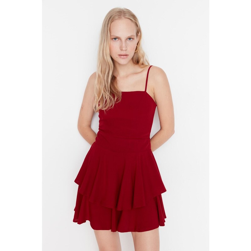 Trendyol Burgundy Strap Woven Jumpsuit