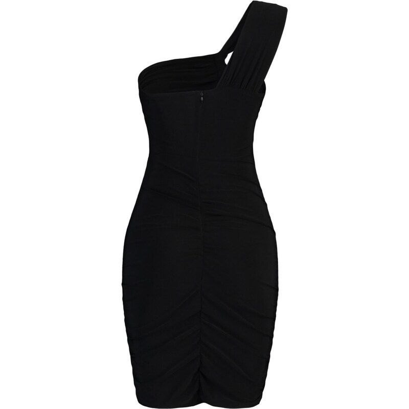 Trendyol Black One-Shoulder Detailed Knitted Evening Dress