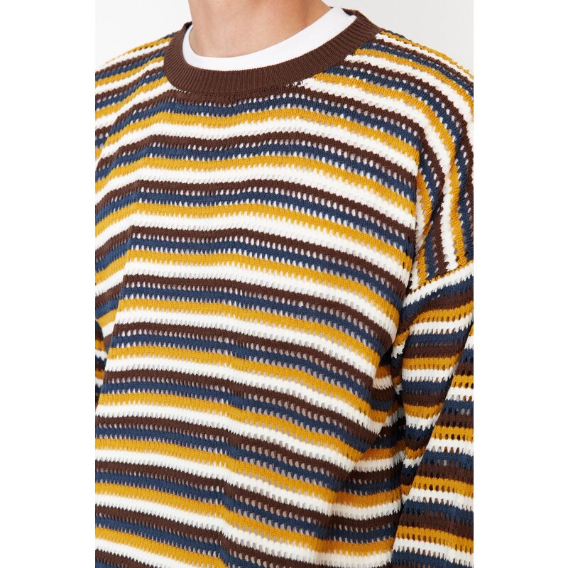 Trendyol Multicolor Oversize Fit Oversize Crew Neck Crochet Detail Knitwear Sweater