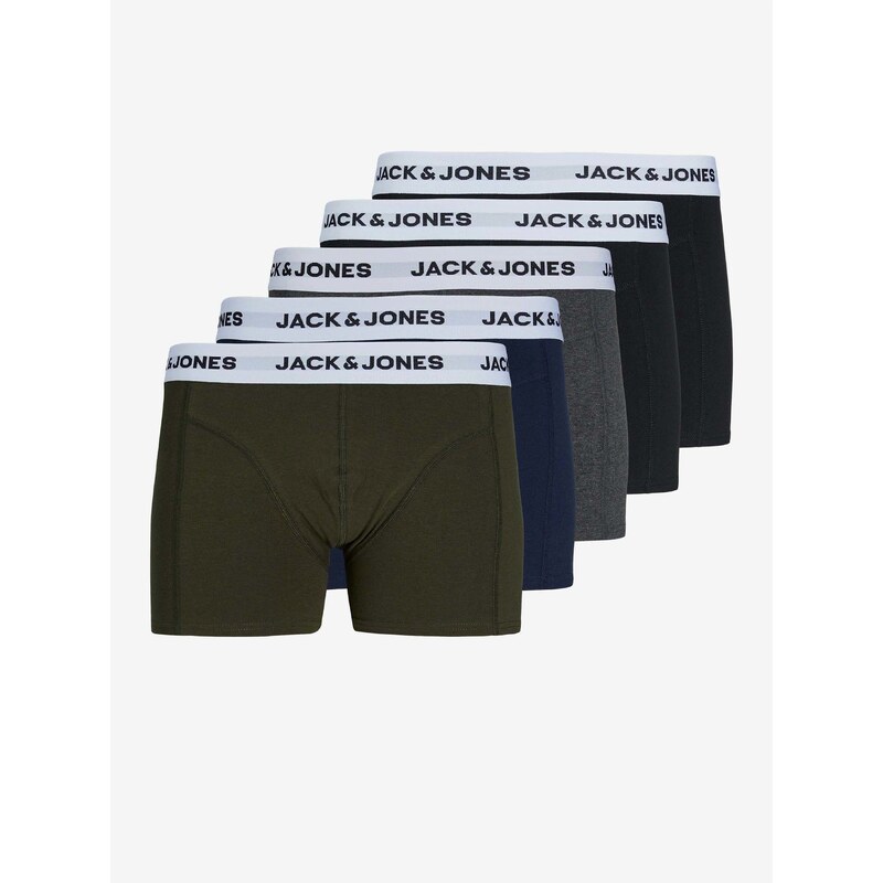 Jack & Jones Sada pěti boxerek v khaki, modré, šedé a černé barvě Jack & Jone - Pánské