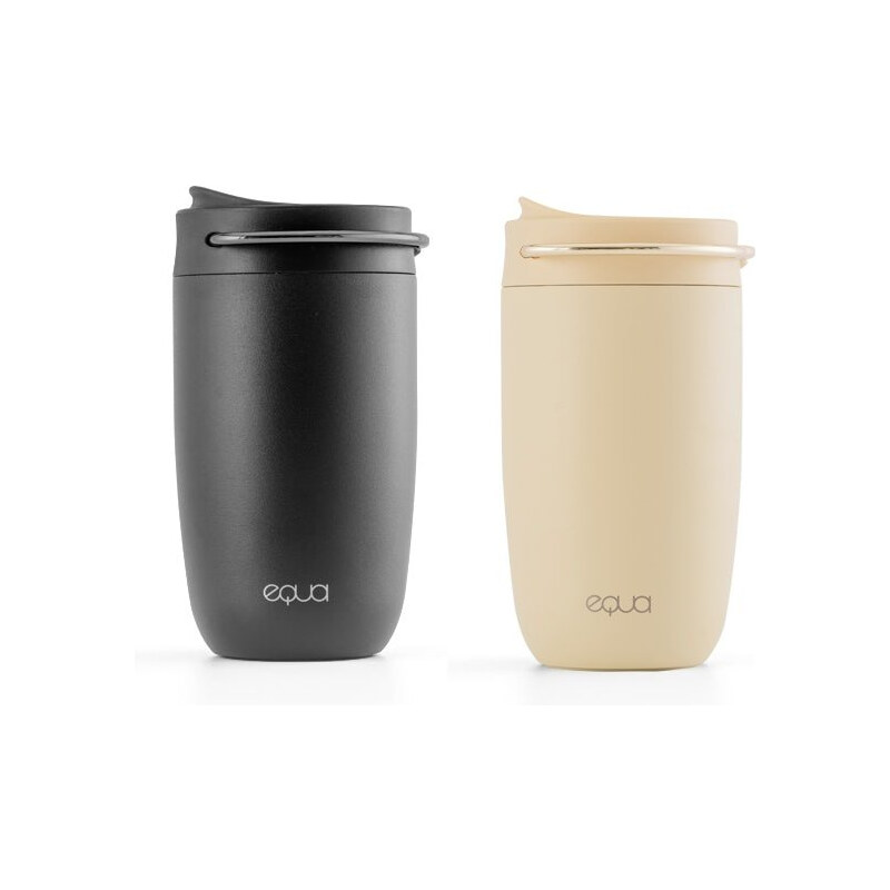 EQUA DUO Sada 2 EQUA produktů Cup Grey 300 ml termohrnek z nerezové oceli + Mint Blossom 600 ml ekologická plastová lahev na pití bez BPA