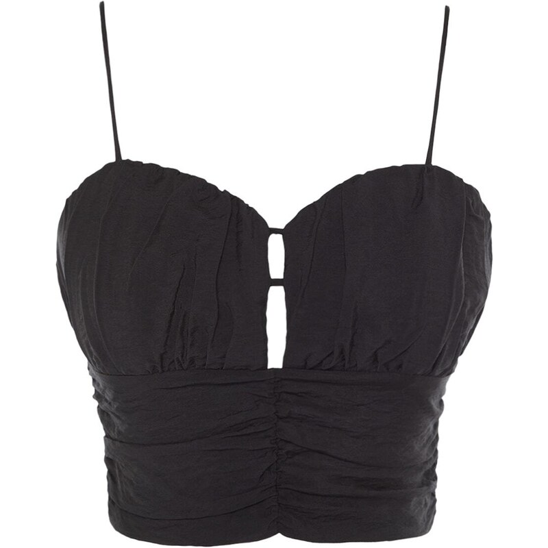 Trendyol Black Crop Lined Poplin Bustier