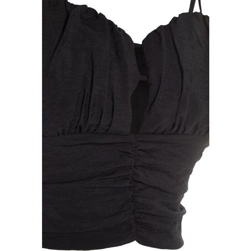 Trendyol Black Crop Lined Poplin Bustier