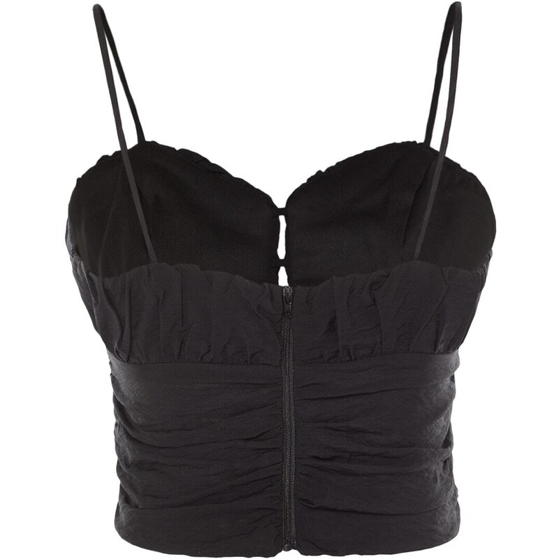 Trendyol Black Crop Lined Poplin Bustier