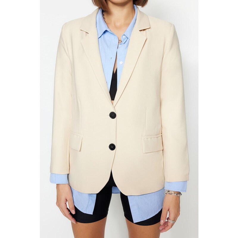 Trendyol Stone Regular Lined Woven Blazer Jacket