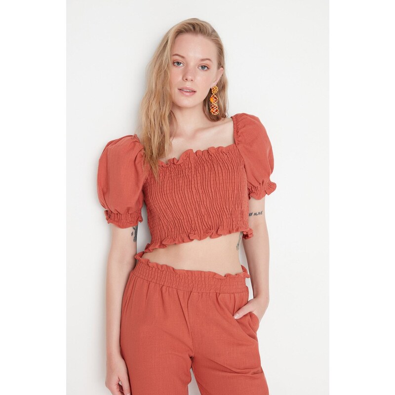 Trendyol Skořicová Petite Gipe Halenka 107052299