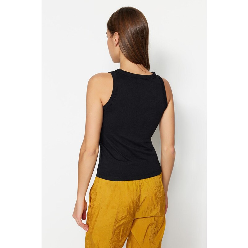 Trendyol Black Cotton, Sleeveless, Knitted Singlet