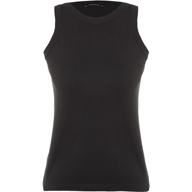 Trendyol Black Cotton, Sleeveless, Knitted Singlet