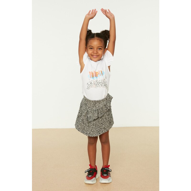 Trendyol Gray Flywheel Detailed Girl Knitted Skirt