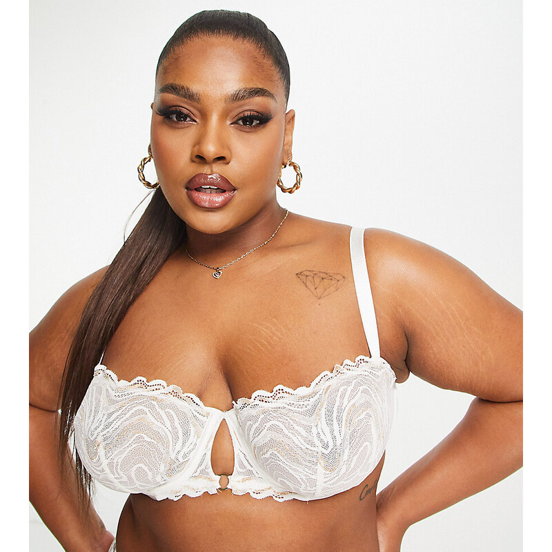 ASOS Curve ASOS DESIGN Curve Bridal metallic swirl balcony bra