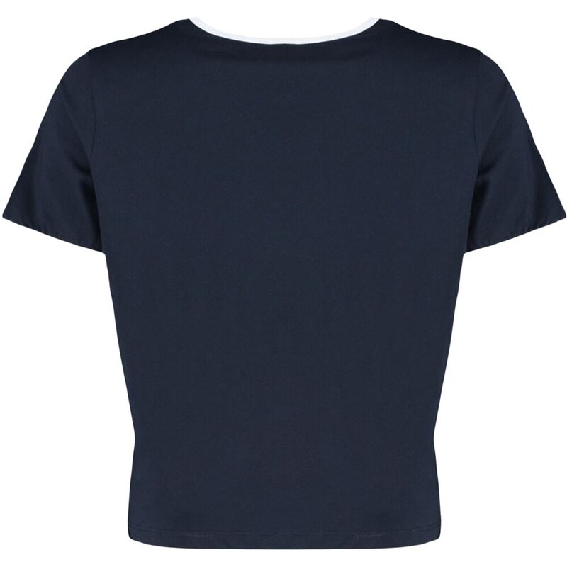 Trendyol Curve Navy Blue Printed Crop Knitted T-shirt