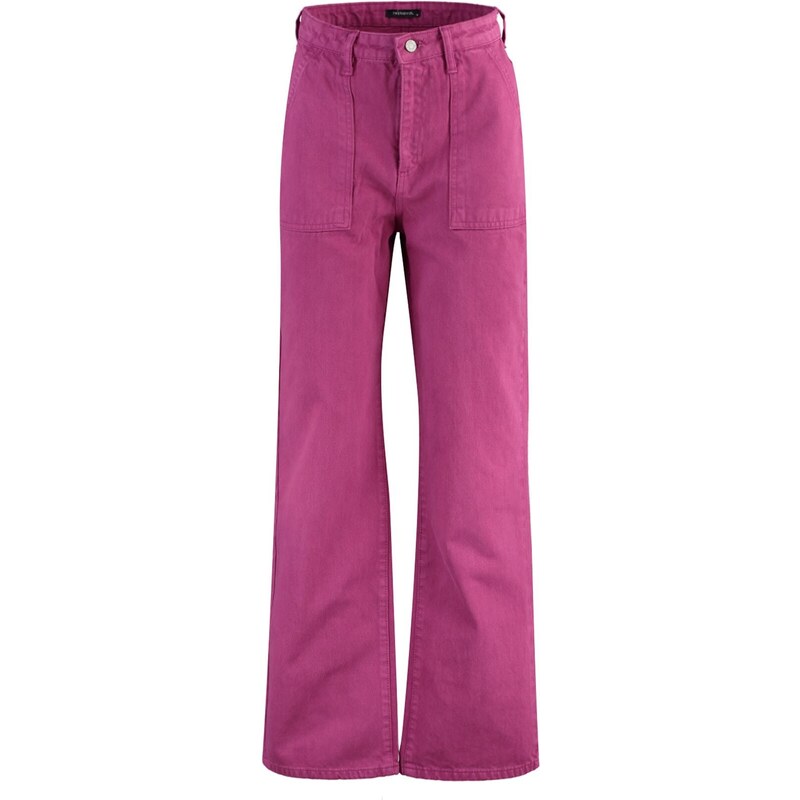 Trendyol Fuchsia Pocket Detailed High Waist Wide Leg Jeans Pants