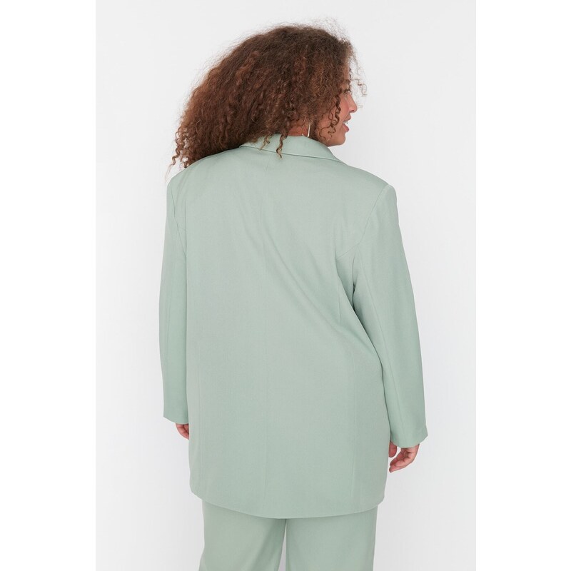 Trendyol Curve Green Oversized Blazer Jacket