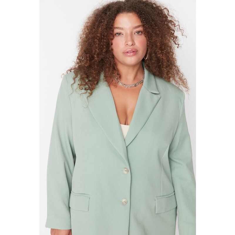 Trendyol Curve Green Oversized Blazer Jacket