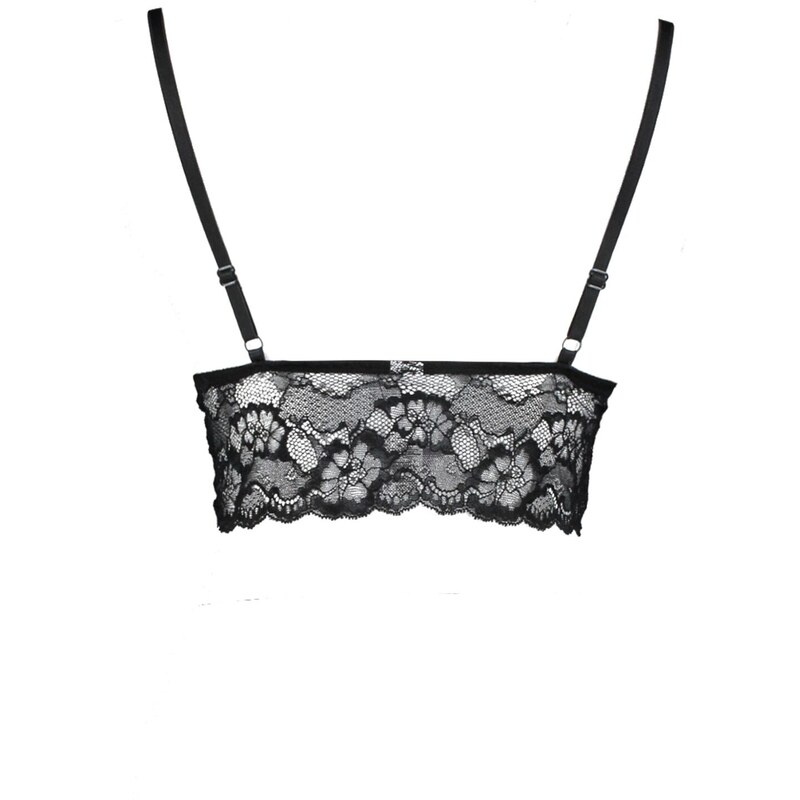 Trendyol Curve Black Piping Detail Lace Bralette