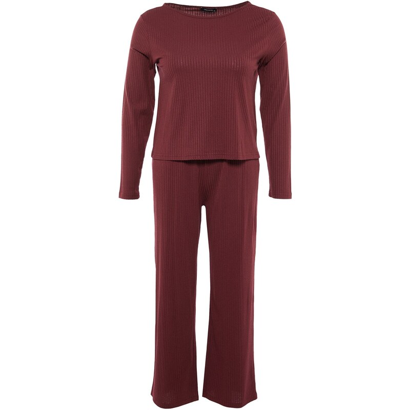 Trendyol Curve Claret Red Knitted Pajamas Set