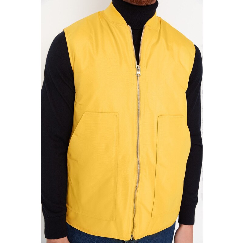 Trendyol Pánská žlutá vesta s bomberovým límcem Regular Fit