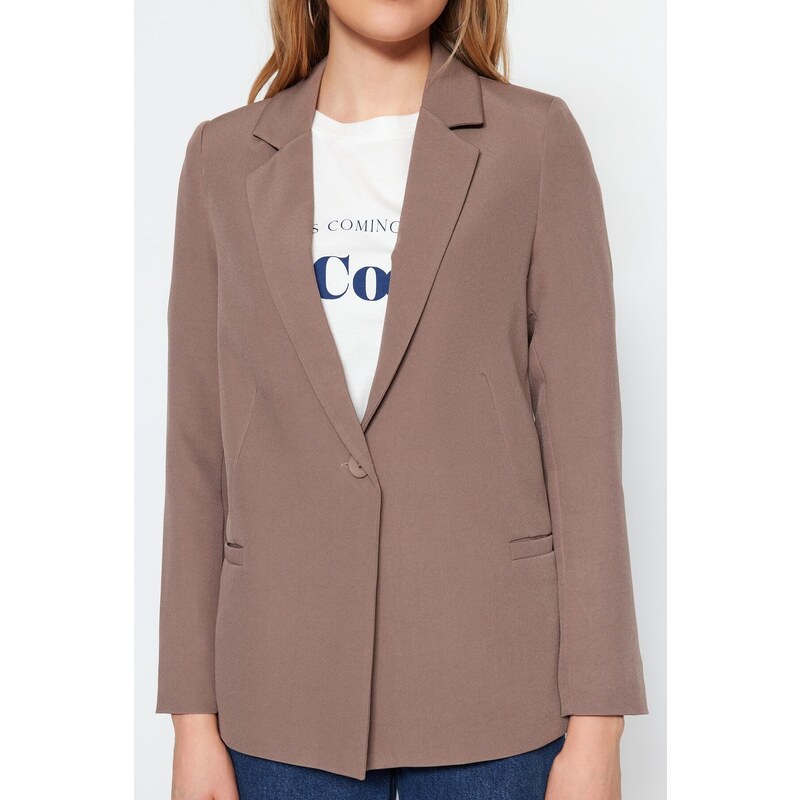 Trendyol Mink Regular Lining Detailed Woven Blazer Jacket