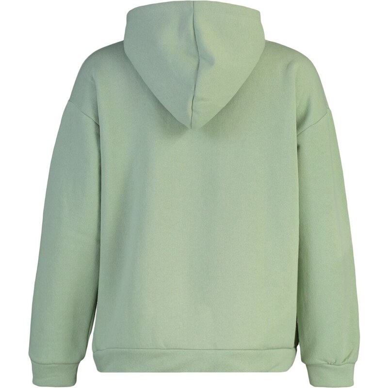 Trendyol Mint Thick Fleece Printed Relaxed/Comfortable Fit Hooded Knitted Sweatshirt