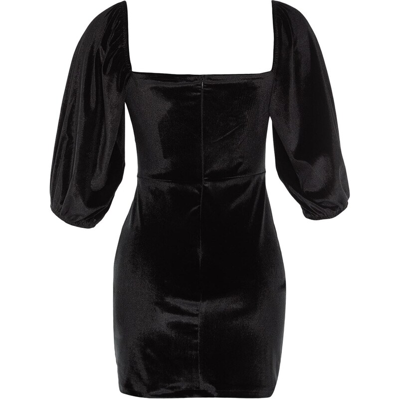 Limitovaná edice Trendyol Černé sametové tkané šaty
