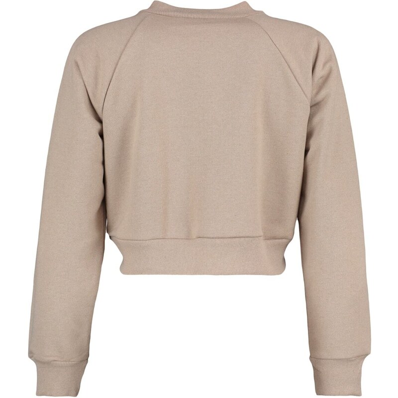 Trendyol Camel Crop Zipper Thick Knitted Sweatshirt